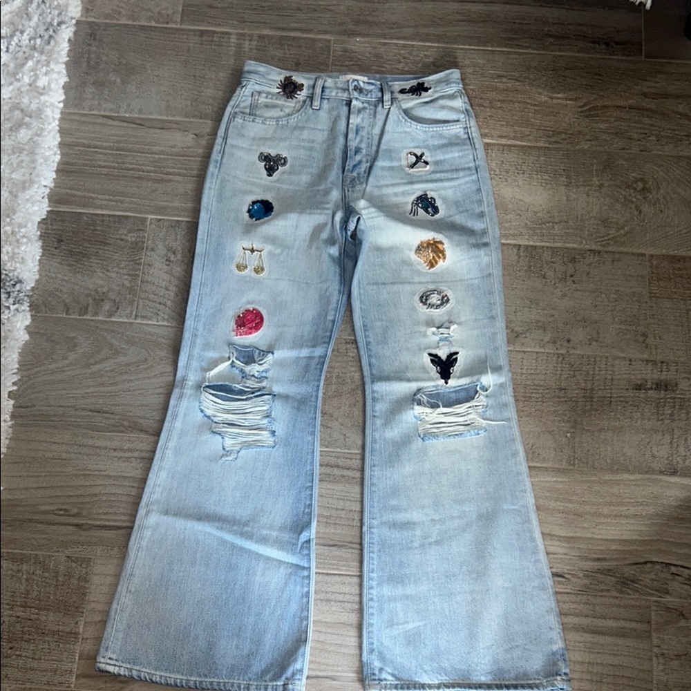 Embroidered Light Blue Women's Jeans